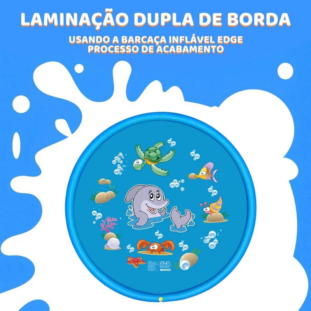 Piscina Inflável Impressa Splash Pad Sprinkler Esteira Aspersor 170cm