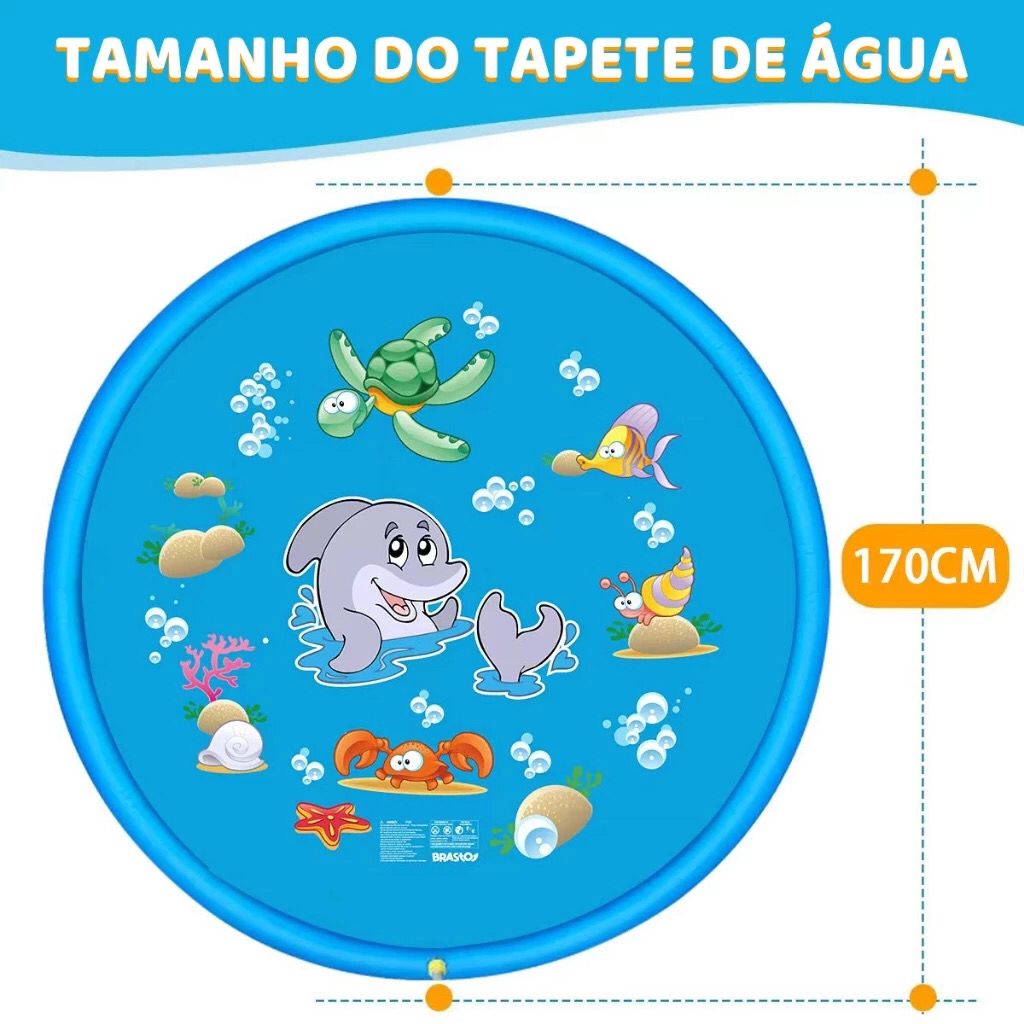 Piscina Inflável Impressa Splash Pad Sprinkler Esteira Aspersor 170cm