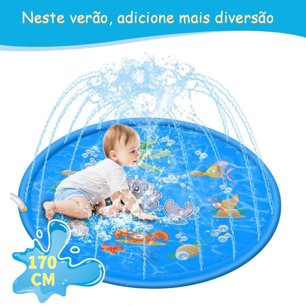 Piscina Inflável Impressa Splash Pad Sprinkler Esteira Aspersor 170cm