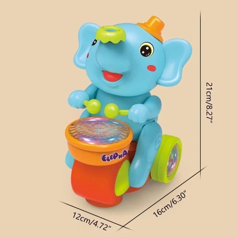 Elefante Musical Iterativo Com Luzes Sons Batendo Tambor Assopra Bola