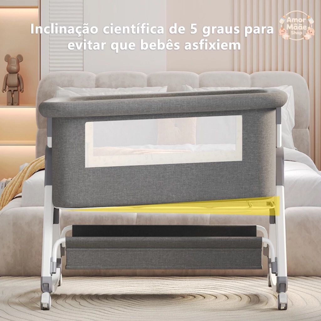 Berço Portátil Moises Co-bed Com Balanço Mosquiteiro e Cesto Regulagem de Altura