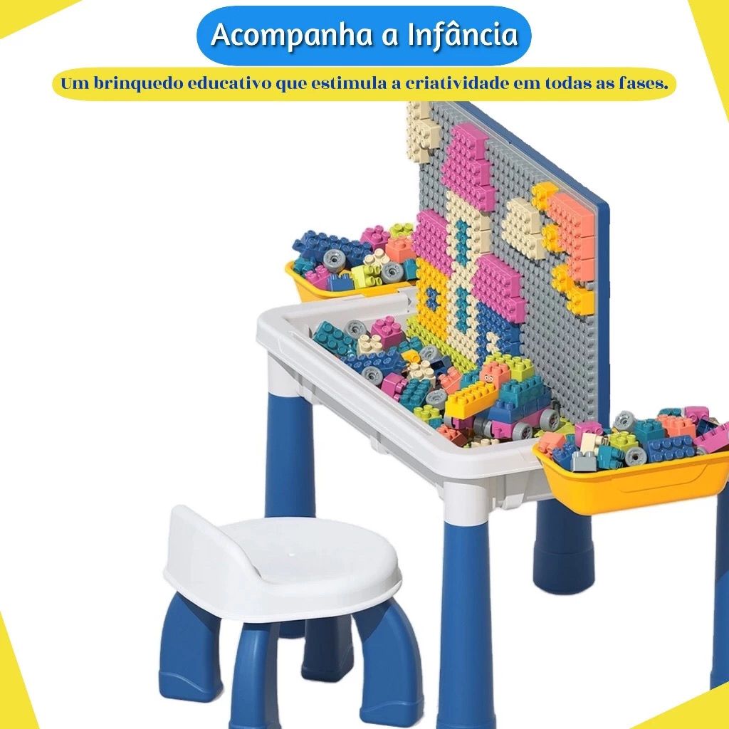 Mesa Infantil Multifuncional 6 em 1 com Blocos e Quadro