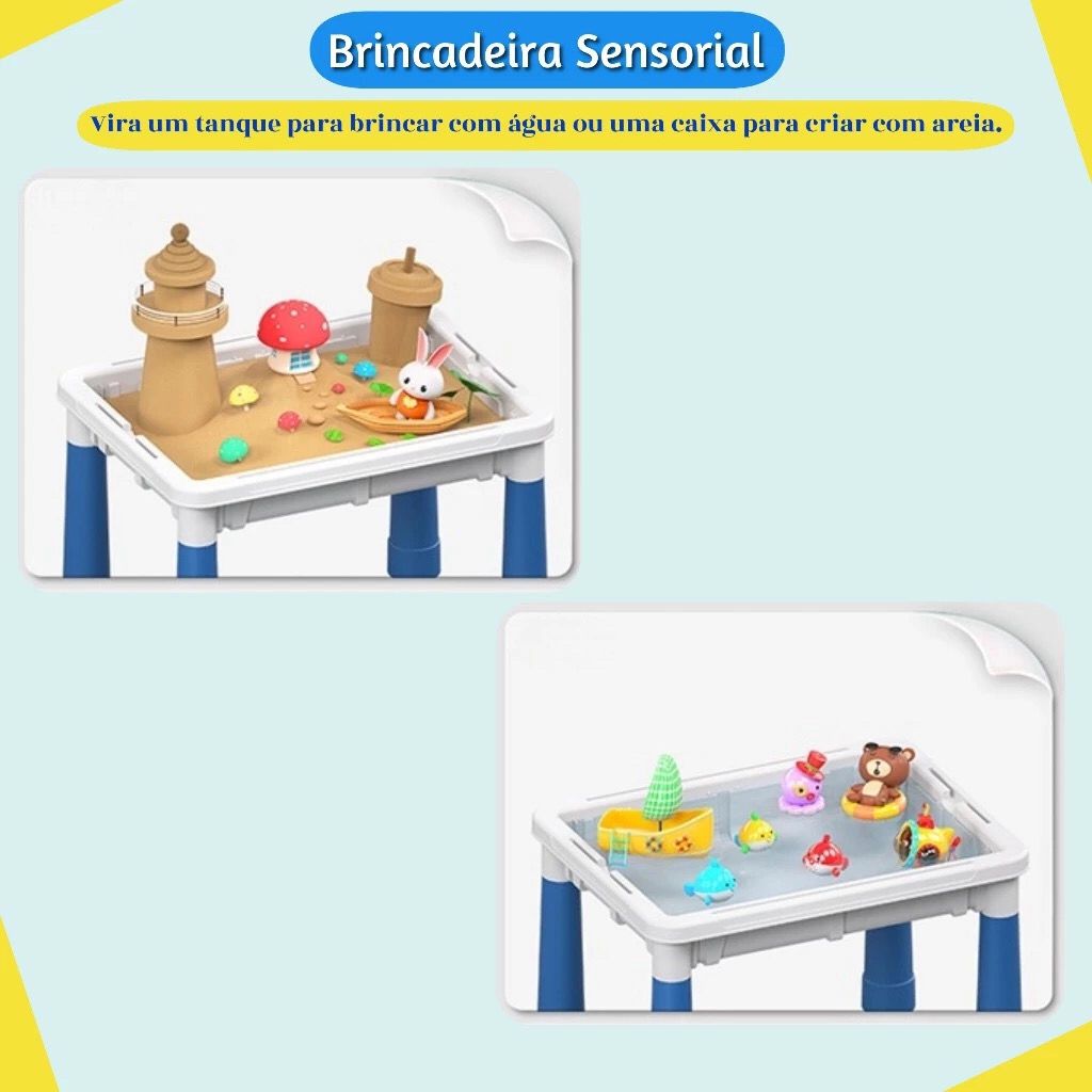Mesa Infantil Multifuncional 6 em 1 com Blocos e Quadro