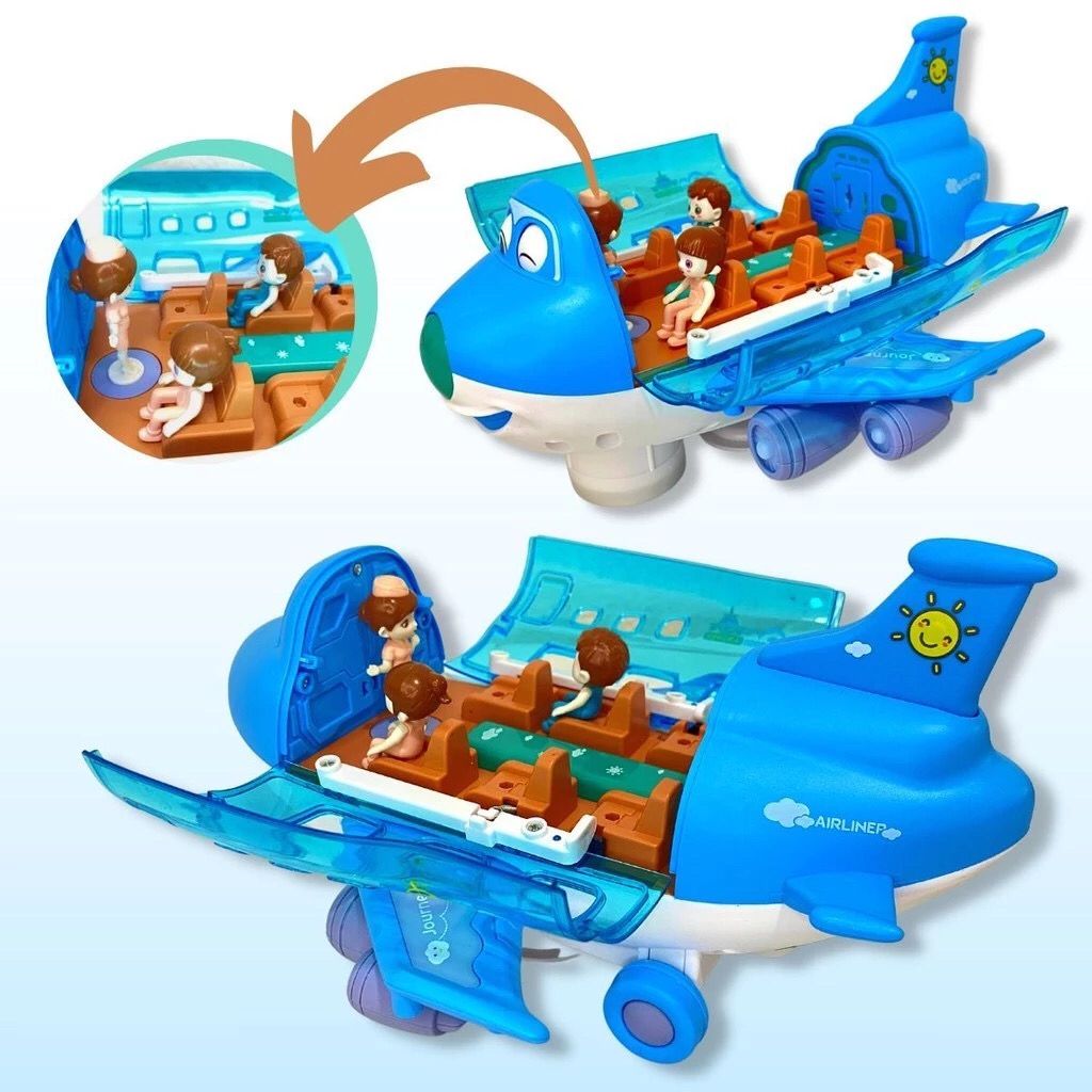 Avião De Brinquedo Musical Gira 360 Bate E Volta Com Som Luz