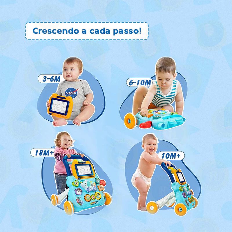 Andador Infantil Didático Musical Empurrador Bebê Quadro Magico Educativo