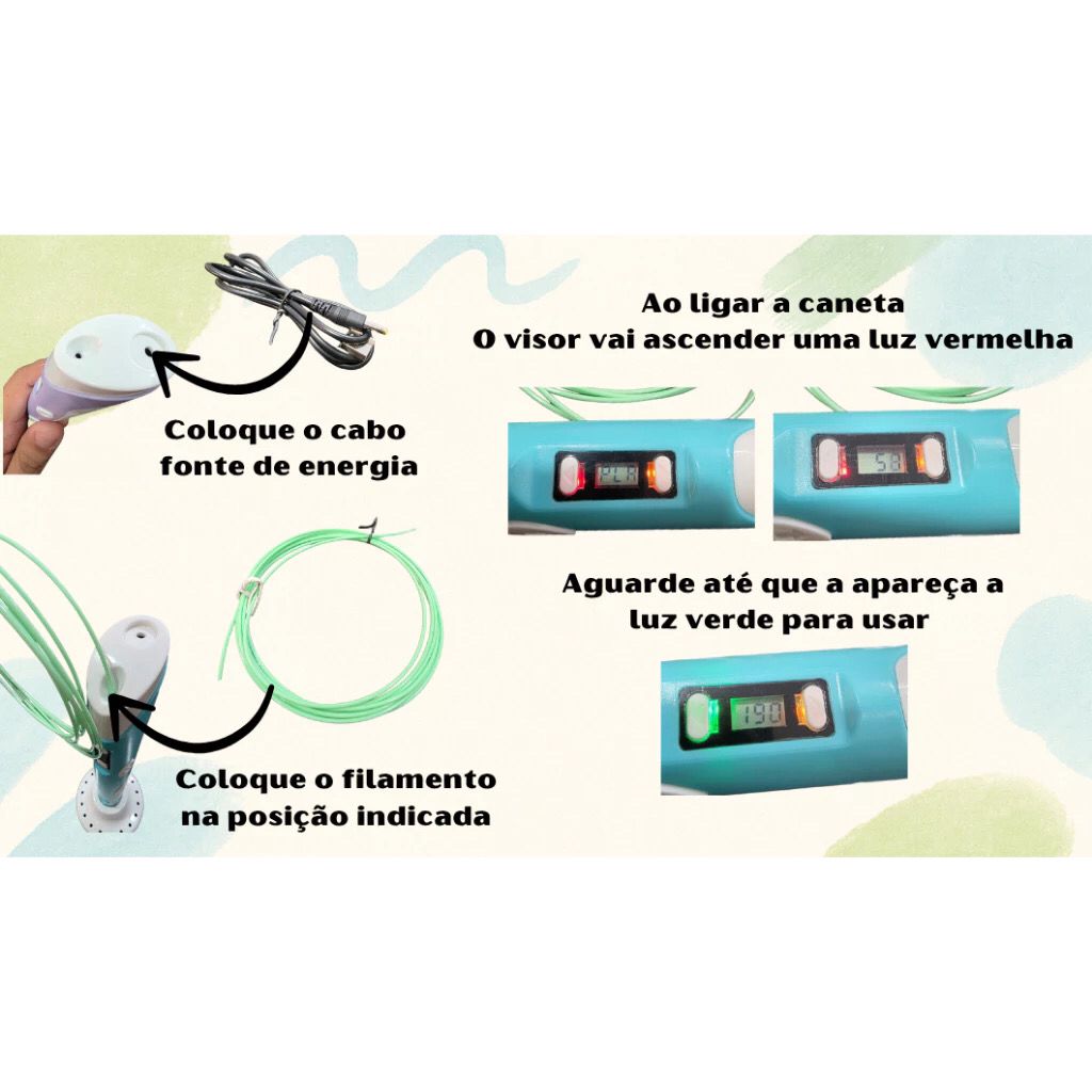 Caneta Impressora 3D Profissional Refil Coloridos Educativo