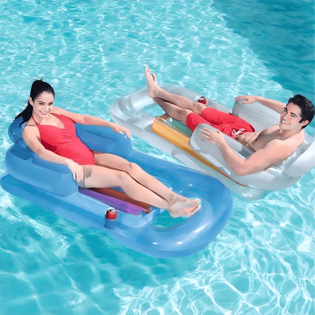 Boia Poltrona Inflável Piscina Colchão Apoio Braço Encosto Porta Copo Verão