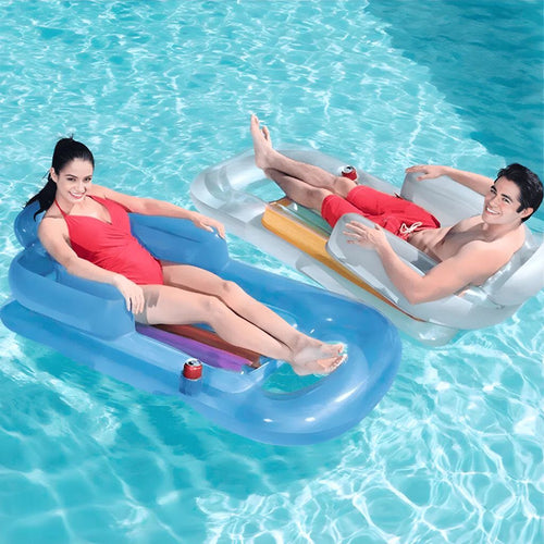 Boia Poltrona Inflável Piscina Colchão Apoio Braço Encosto Porta Copo Verão