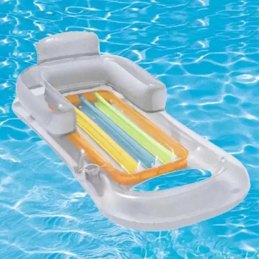 Boia Poltrona Inflável Piscina Colchão Apoio Braço Encosto Porta Copo Verão
