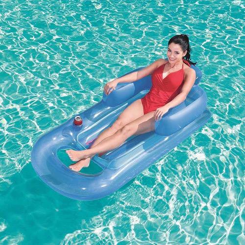 Boia Poltrona Inflável Piscina Colchão Apoio Braço Encosto Porta Copo Verão