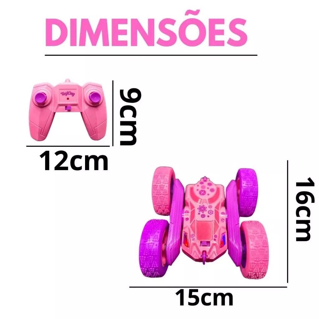 Carro Acrobata Infantil Controle Remoto Recarregável Giro 360 Graus Brinquedo com Luzes e Manobras