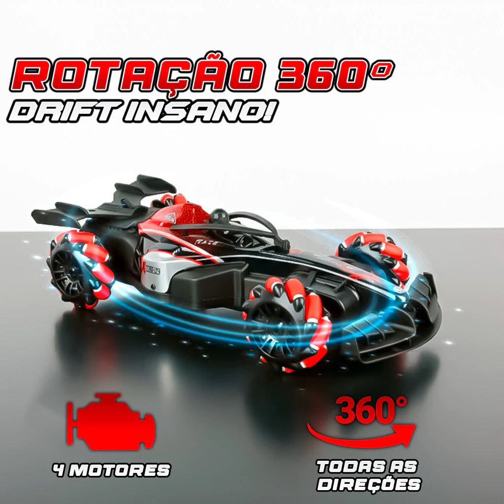 Carrinho Controle Remoto Drift Formula 1 Bateria Recarregável Solta Fumaça Som Brinquedo Infantil