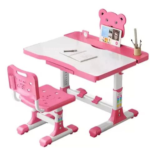 Mesa Infantil E Cadeira Estudo E Desenho Escolar Regulável