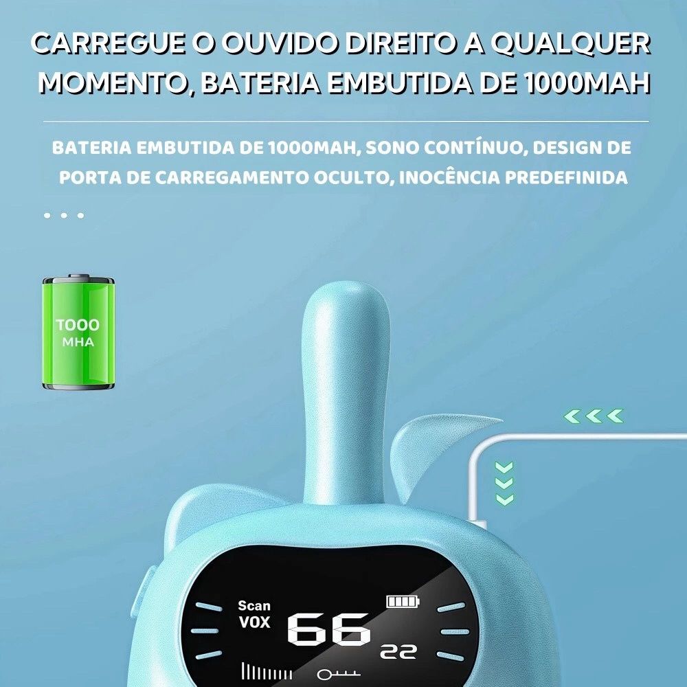 Kit 2 Walkie Talkie Infantil 3km, Rádio Transceptor para Crianças - Brinquedo Interfone com Lanterna