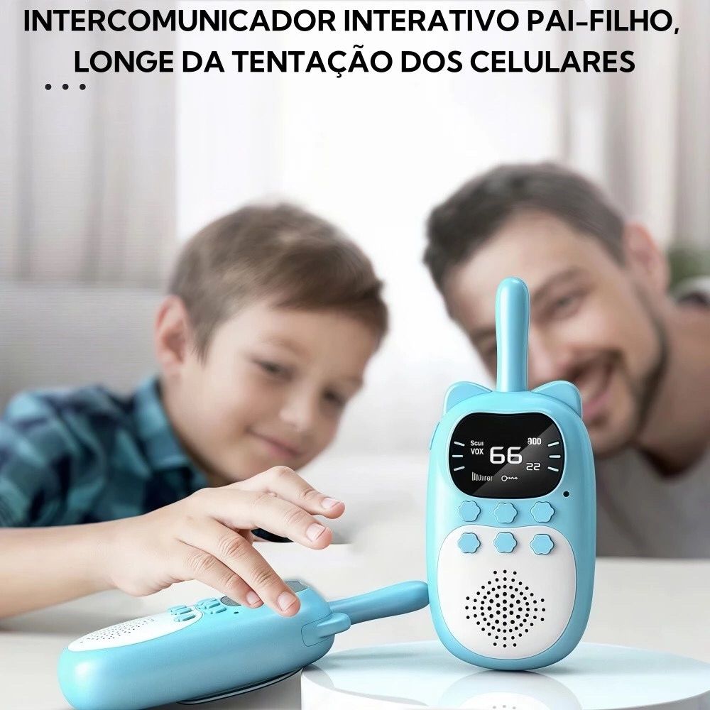Kit 2 Walkie Talkie Infantil 3km, Rádio Transceptor para Crianças - Brinquedo Interfone com Lanterna