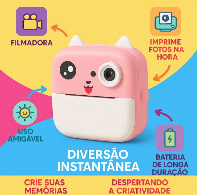 Câmera Infantil Instantânea Full Hd Fotos Jogos Divertidos