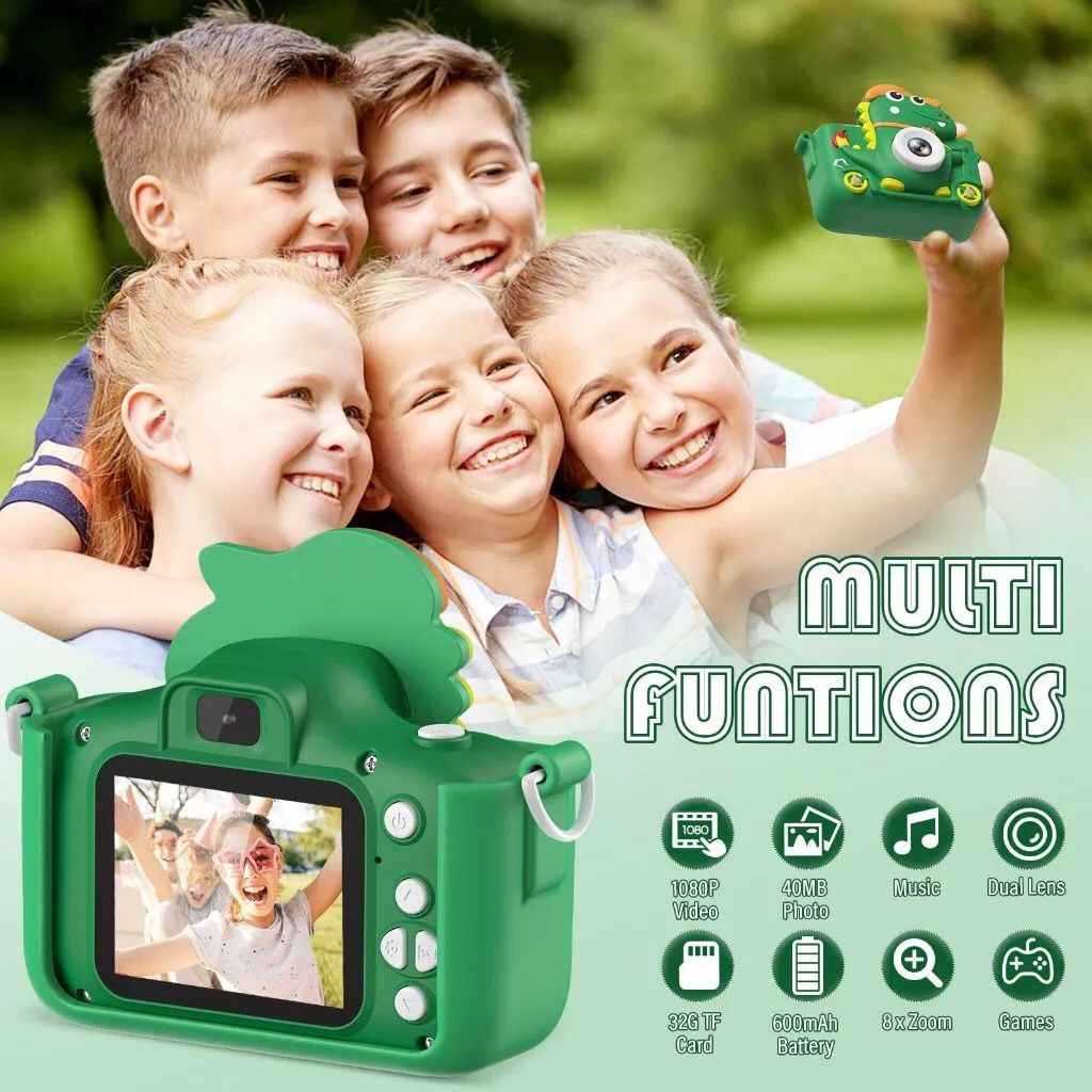 Mini Câmera Infantil Mini Recarregável Com Capa Video Jogos Fotos