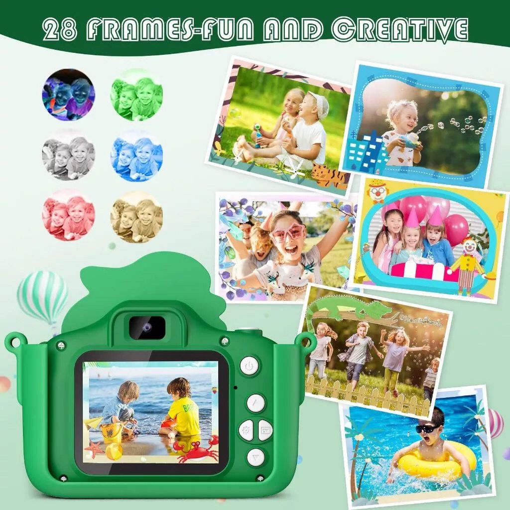 Mini Câmera Infantil Mini Recarregável Com Capa Video Jogos Fotos