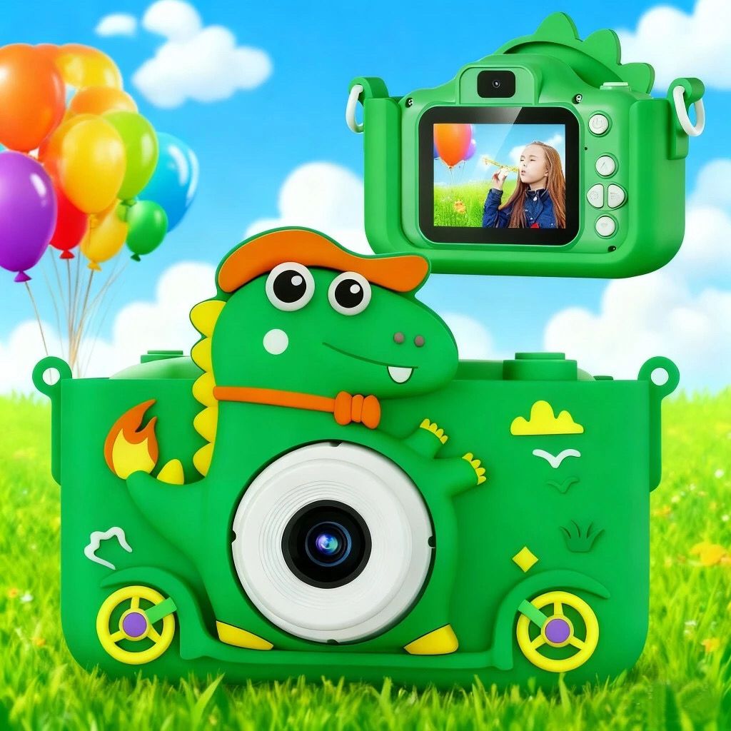 Mini Câmera Infantil Mini Recarregável Com Capa Video Jogos Fotos