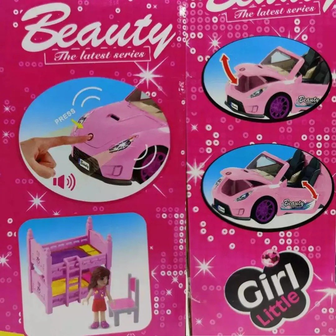 Brinquedo Carro Conversível Barbie C/ Som 6 Peças