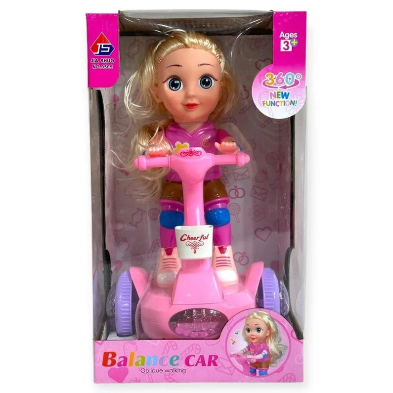 Brinquedo Boneca C/ Patinete 360° Som e Luzes